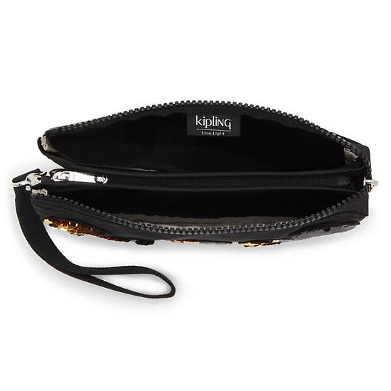 Kipling Creativity Extra Large Metallic Wristlet Tassen Zwart Goud | België 1150KO